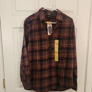 Eddie Bauer Lightweight Red and Black Plaid Shirt Jacket